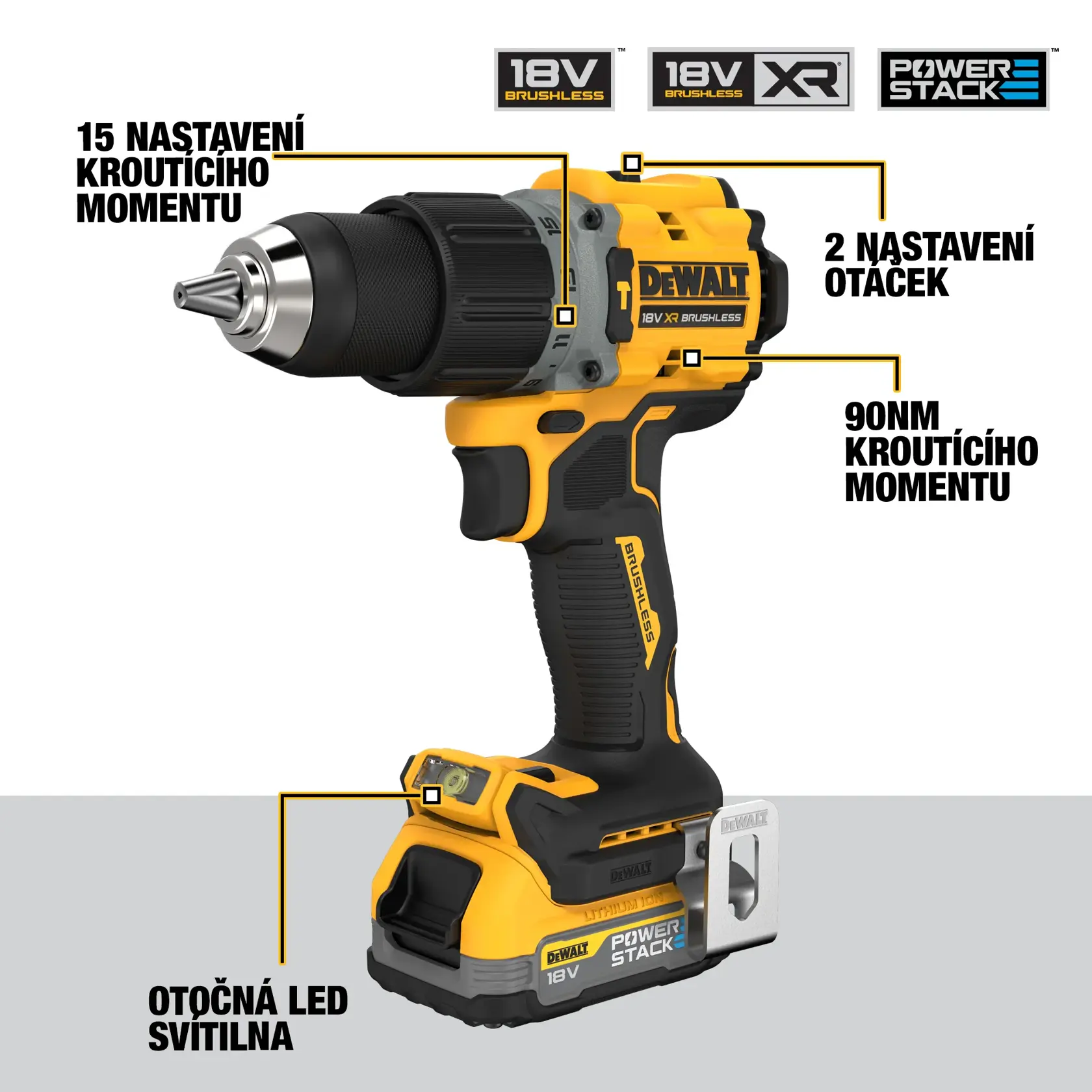 18V XR Bezuhlíková příklepová vrtačka - 2X POWERSTACK