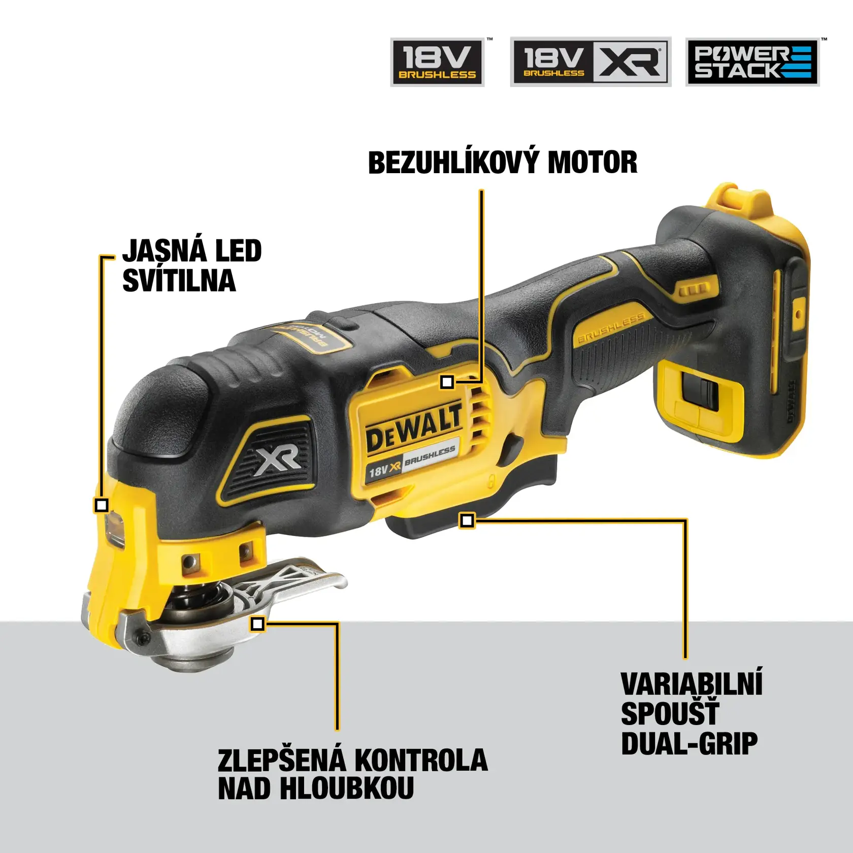 18V XR® oscilační víceúčelové nářadí s bezuhlíkovým motorem - 1x 1,7Ah POWERSTACK™