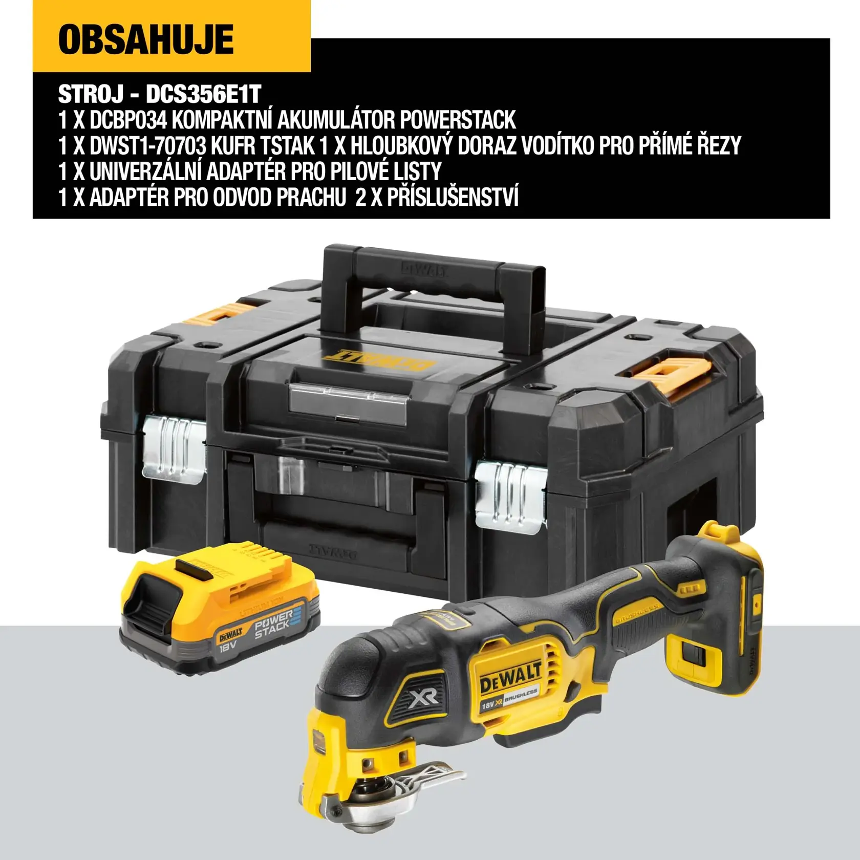 18V XR® oscilační víceúčelové nářadí s bezuhlíkovým motorem - 1x 1,7Ah POWERSTACK™