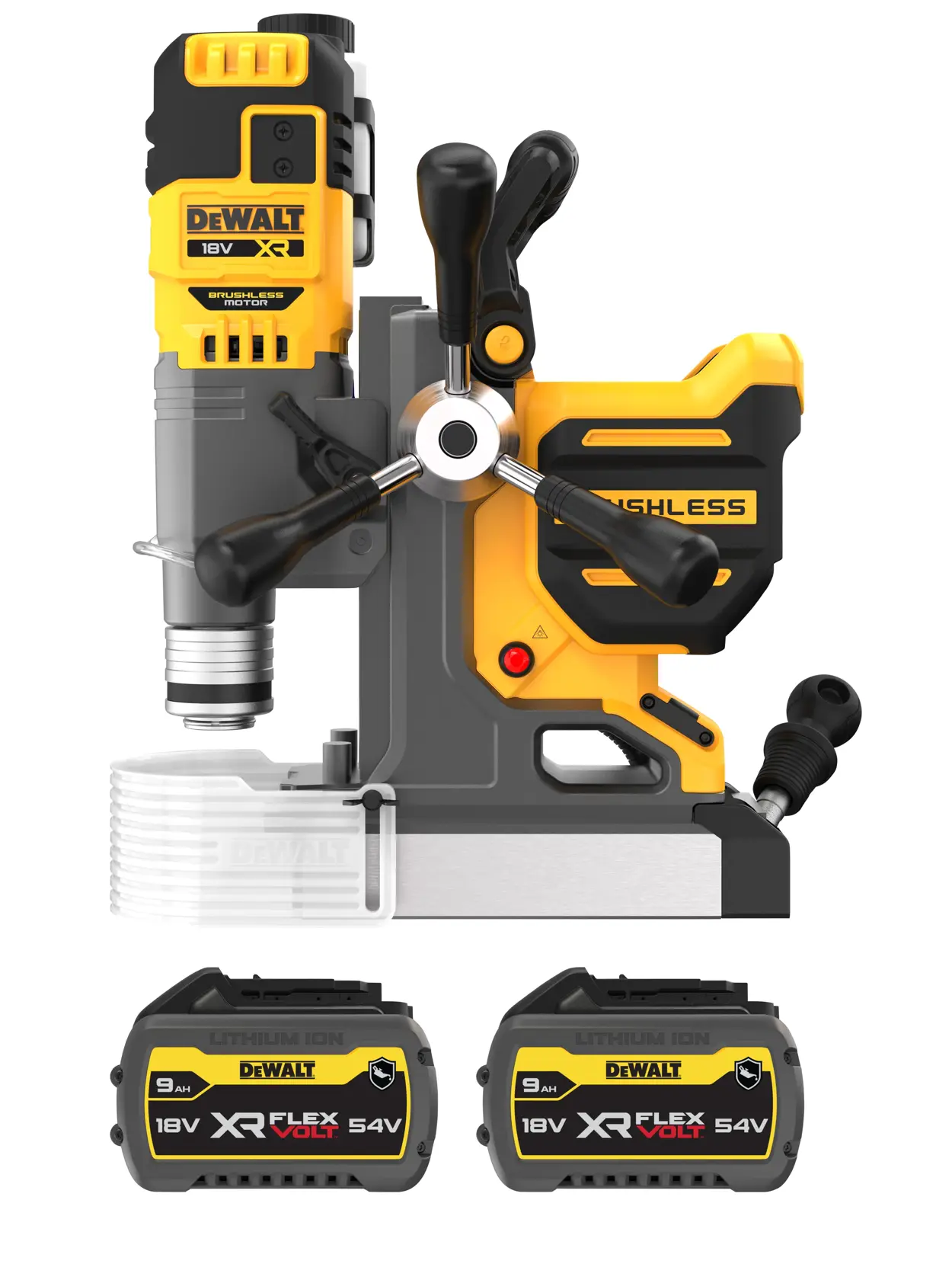18V XR® magnetická stojanová vrtačka s bezuhlíkovým motorem - 2x 9Ah akumulátor GFN