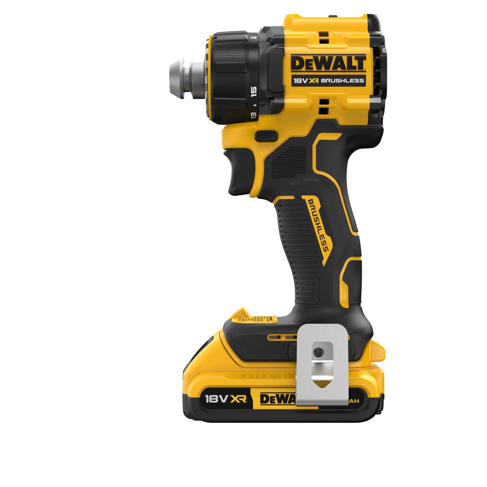 DEWALT 18V XR drill photography product, SKUs DCD803D2T-QW, DCD803D2T shown upright.