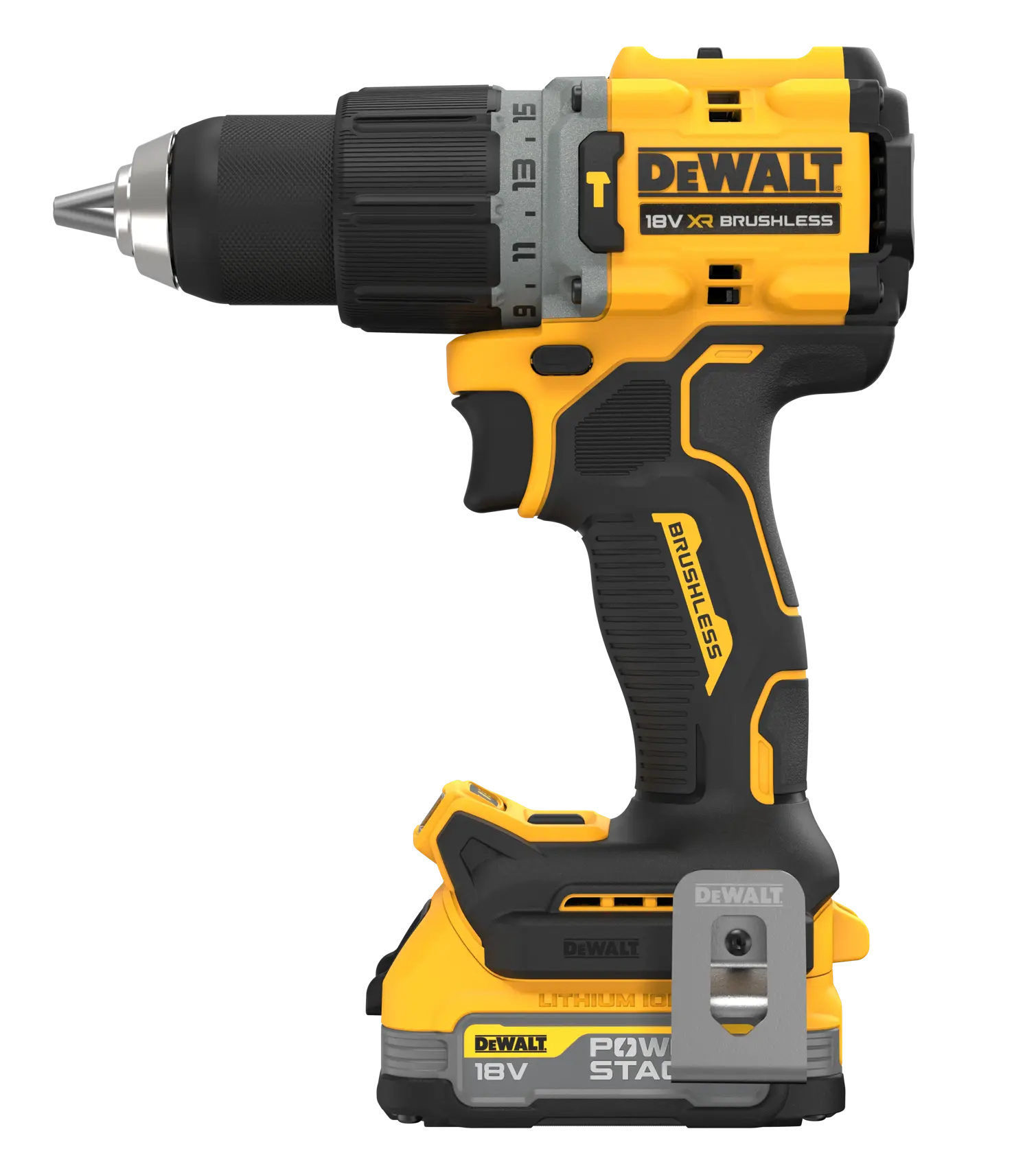 18V XR® příklepová vrtačka s bezuhlíkovým motorem - 1x 1,7Ah akumulátor POWERSTACK