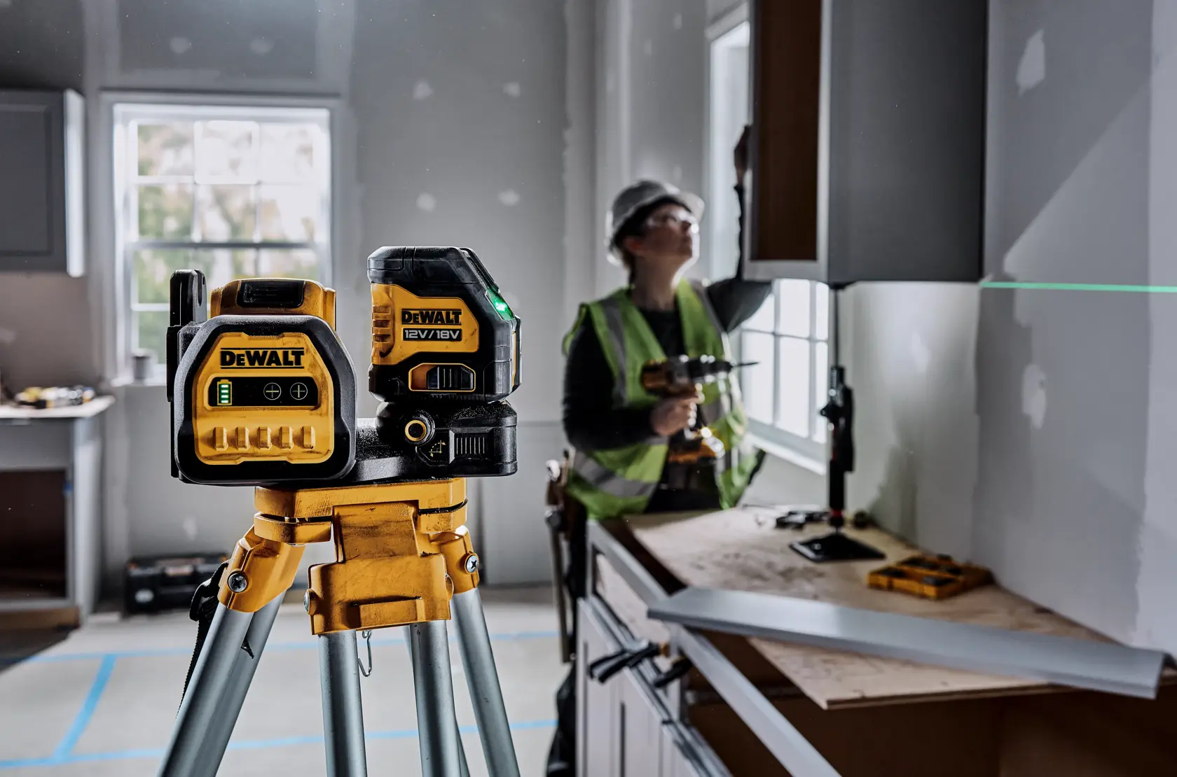 12/18V sada křížového laseru se zeleným paprskem