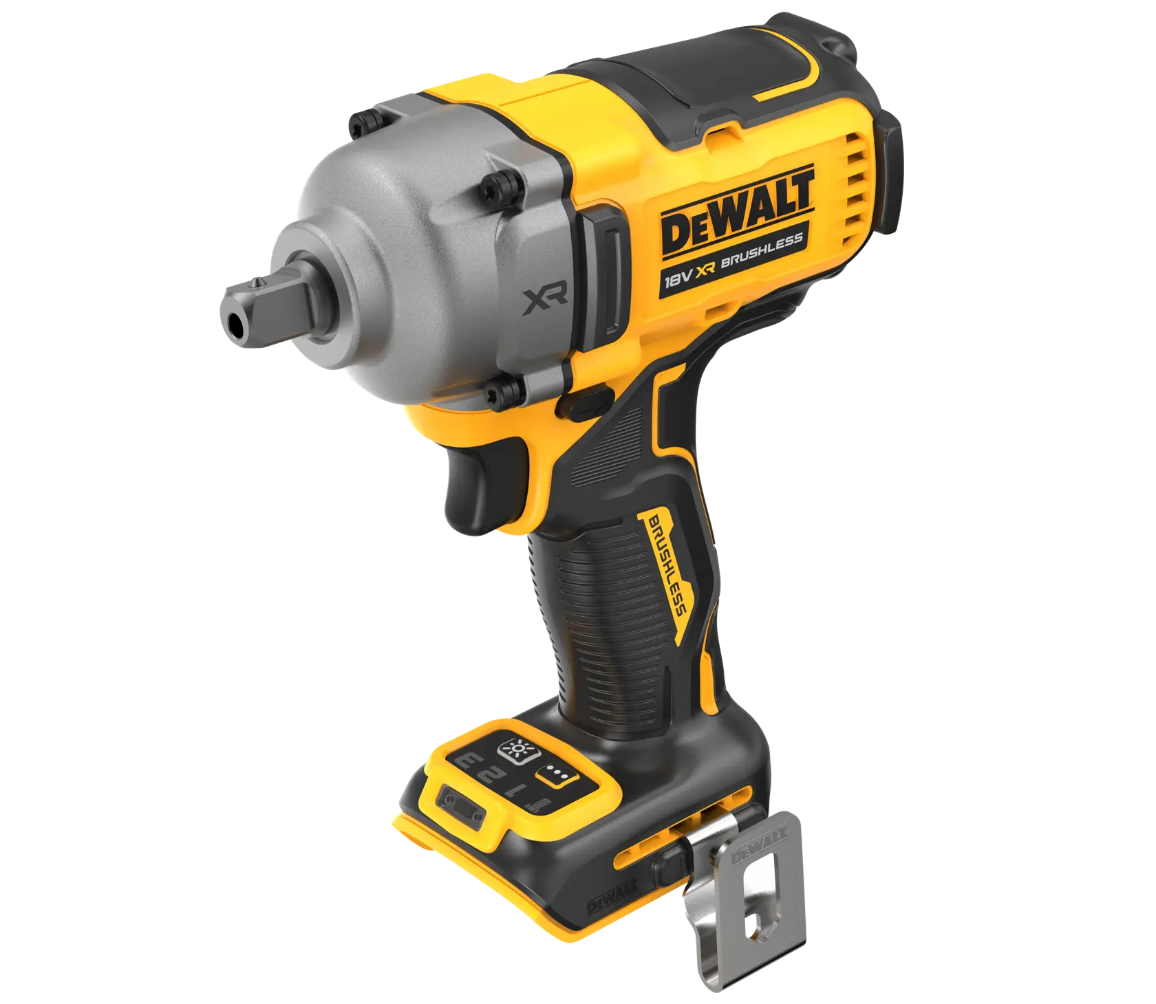 18V XR® 1/2" rázový utahovák se středním utahovacím momentem, bezuhlíkovým motorem a dorazovým kolíkem (pouze nářadí)
