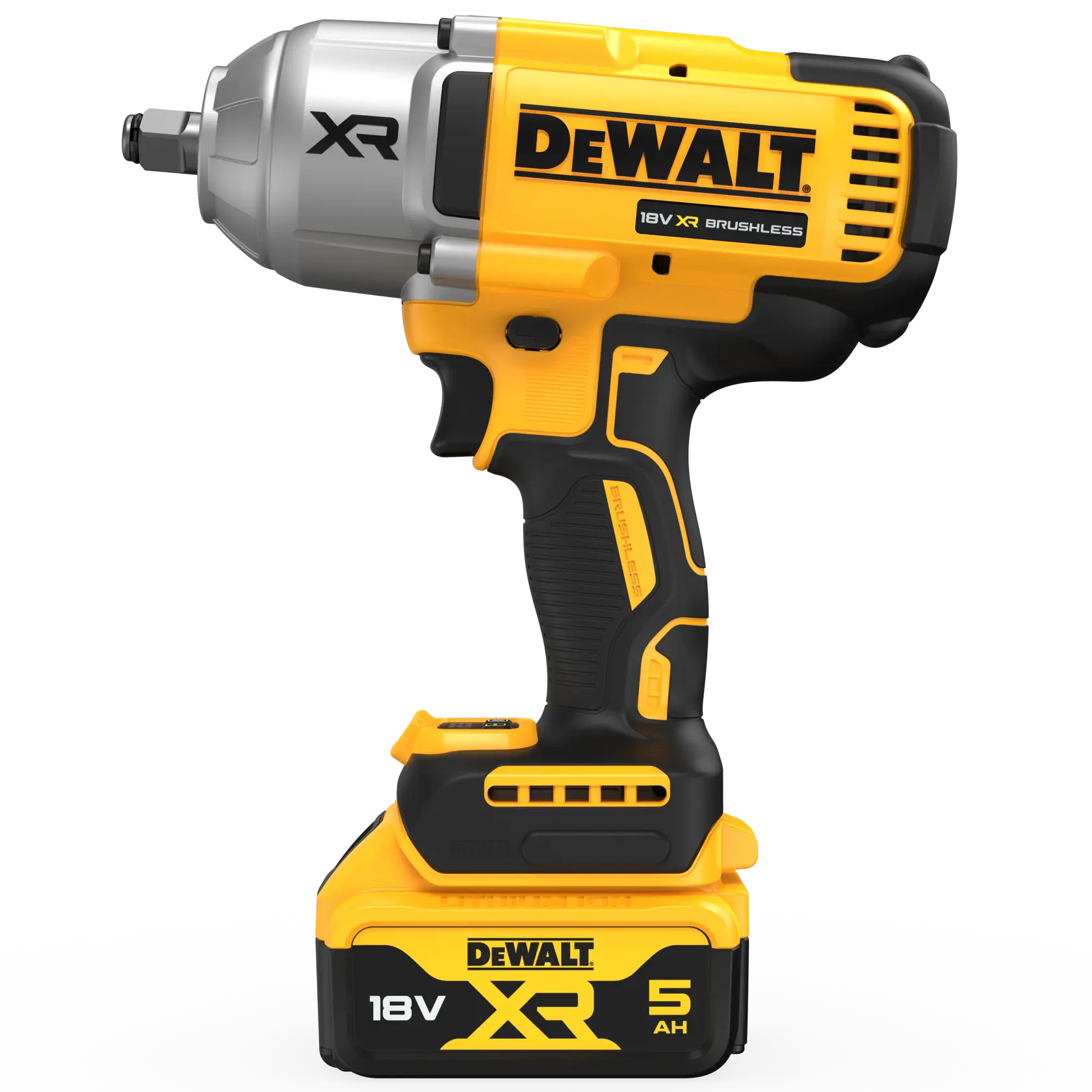 18V XR® 1/2" rázový utahovák s vysokým utahovacím momentem, bezuhlíkovým motorem a pojistným kroužkem - 2x 5Ah akumulátor