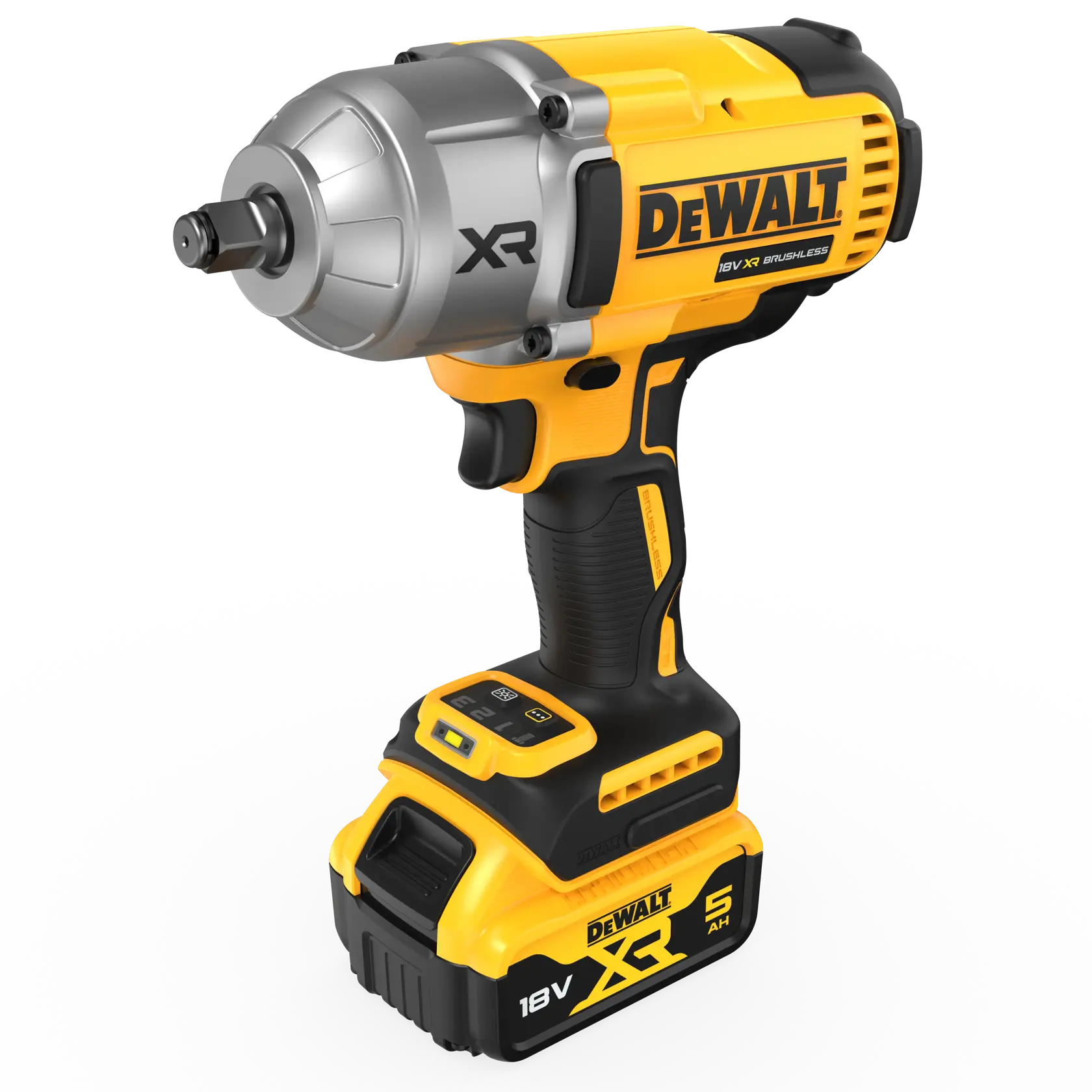 18V XR® 1/2" rázový utahovák s vysokým utahovacím momentem, bezuhlíkovým motorem a pojistným kroužkem - 2x 5Ah akumulátor