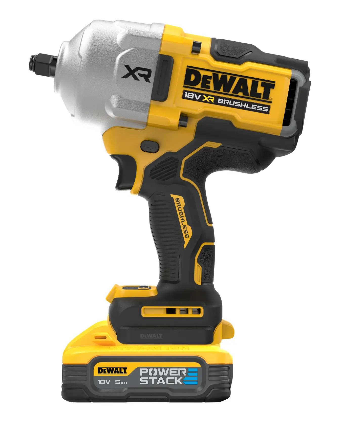Rázový utahovák 1/2" s vysokou hodnotou momentu, 18V XR, s bezuhlíkovým motorem - 2 x akumulátor POWERSTACK 5AH