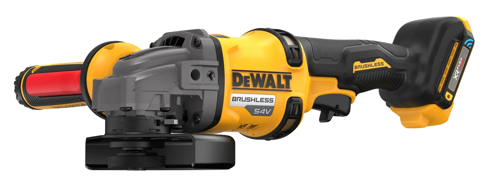 125mm úhlová bruska 54V XR FLEXVOLT s funkcí detekce uchopení boční rukojeti (bez baterií)