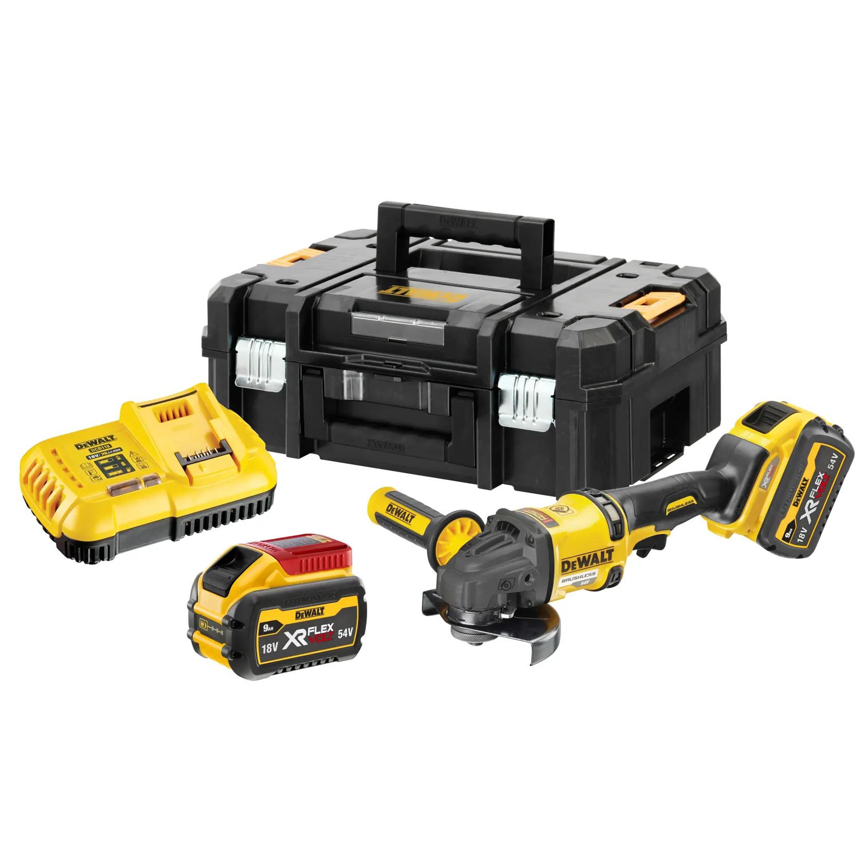 54V XR® FLEXVOLT® 125mm úhlová bruska - 2x 9Ah FLEXVOLT®