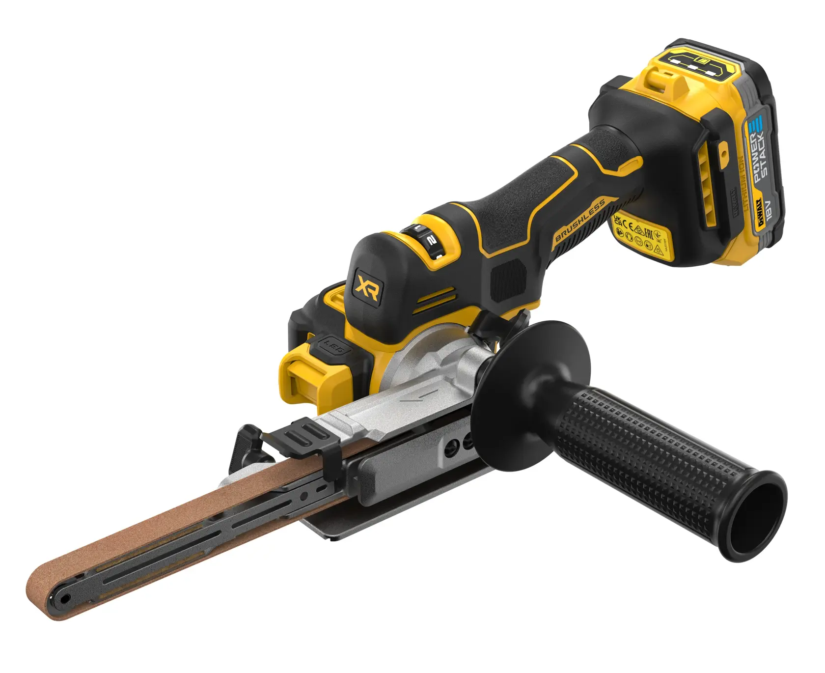 Pásový pilník 18V XR s bezuhlíkovým motorem - 2 x akumulátor POWERSTACK Compact