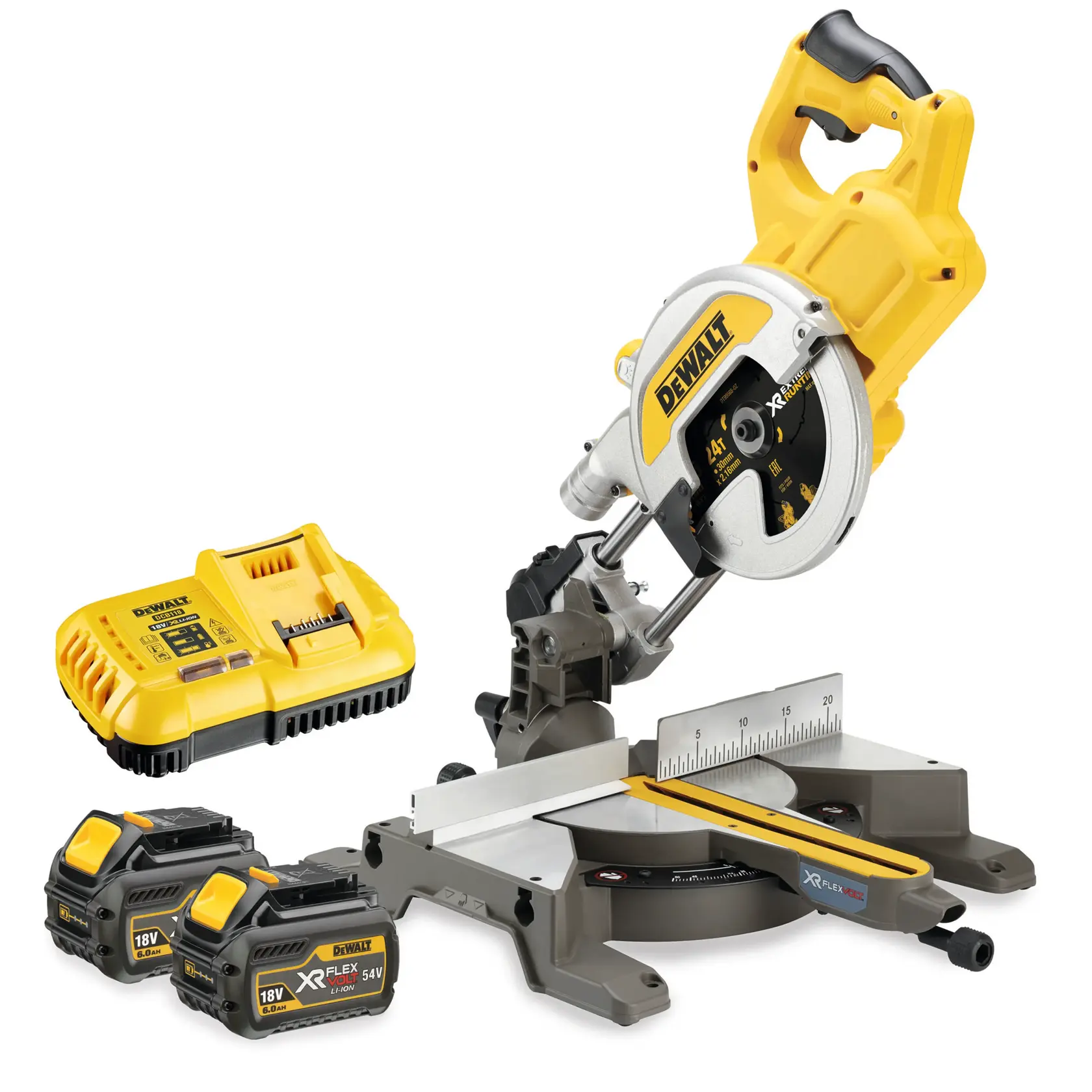 54V XR FLEXVOLT 216 mm pokosová pila - 6,0 / 2,0 Ah
