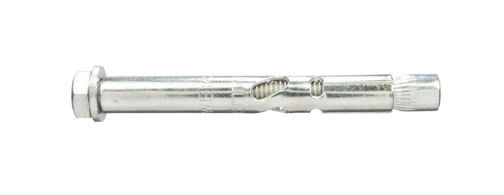A DEWALT metal anchor bolt for secure wall mounting, shown isolated on a white background.