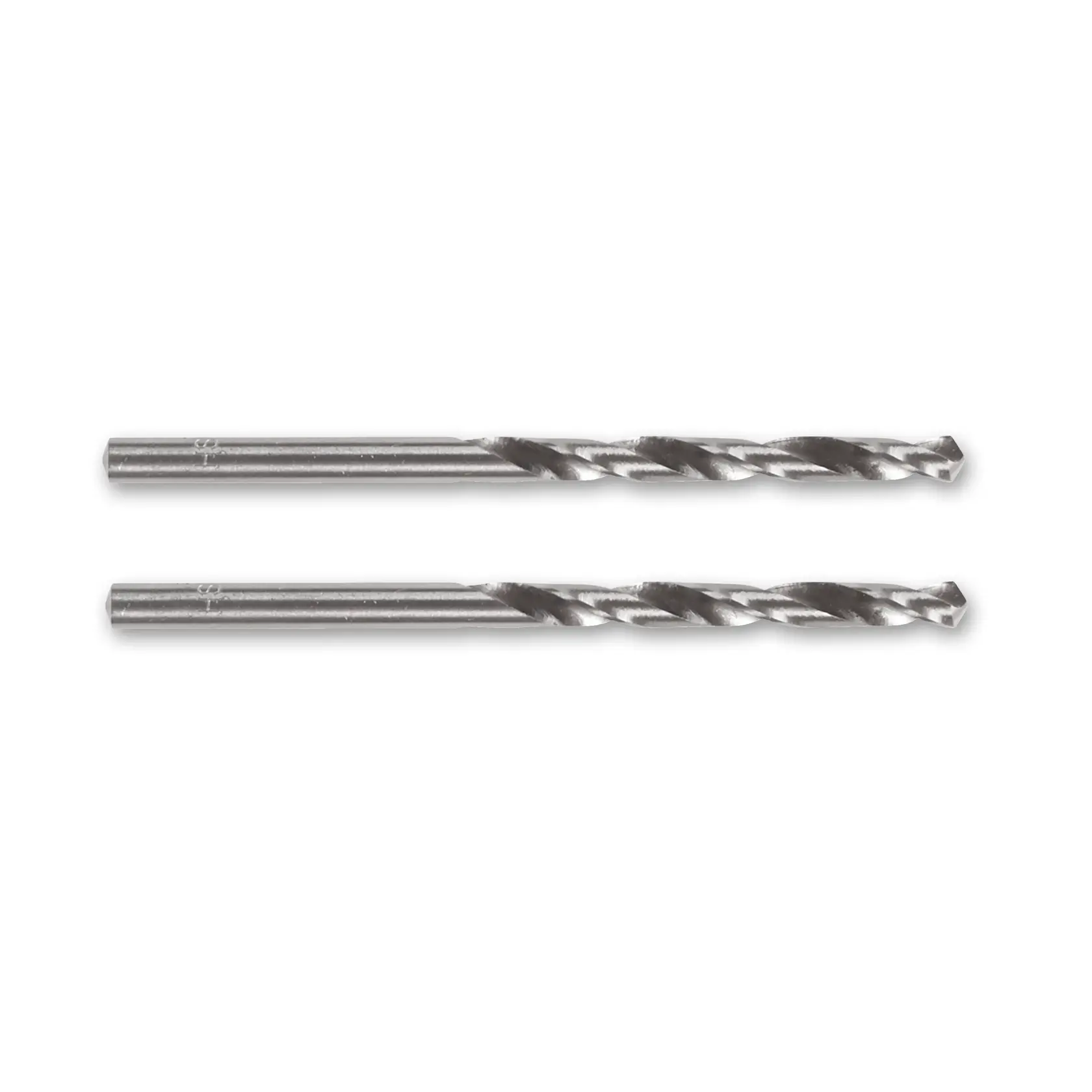 Dos brocas de metal DEWALT una al lado de la otra sobre fondo blanco.
