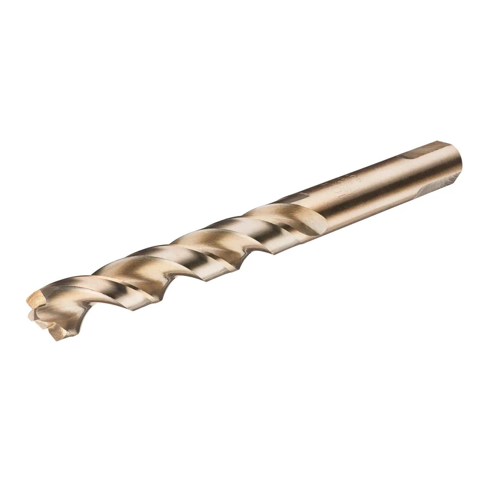 A close-up image of a metallic drill bit with a spiral design, shown against a white background.