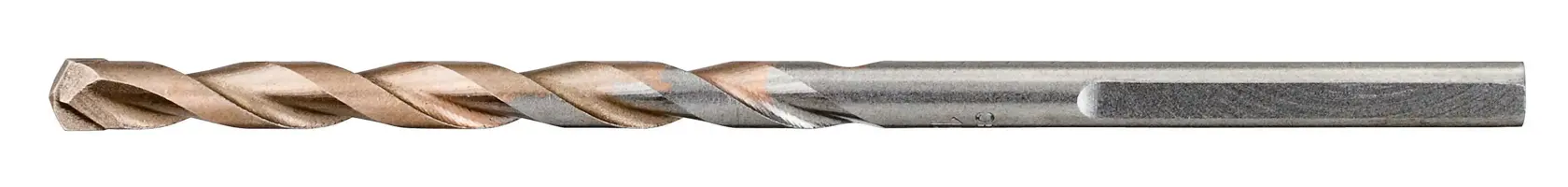 A single metal drill bit with a straight shank and twisted flutes, suitable for use with a drill.