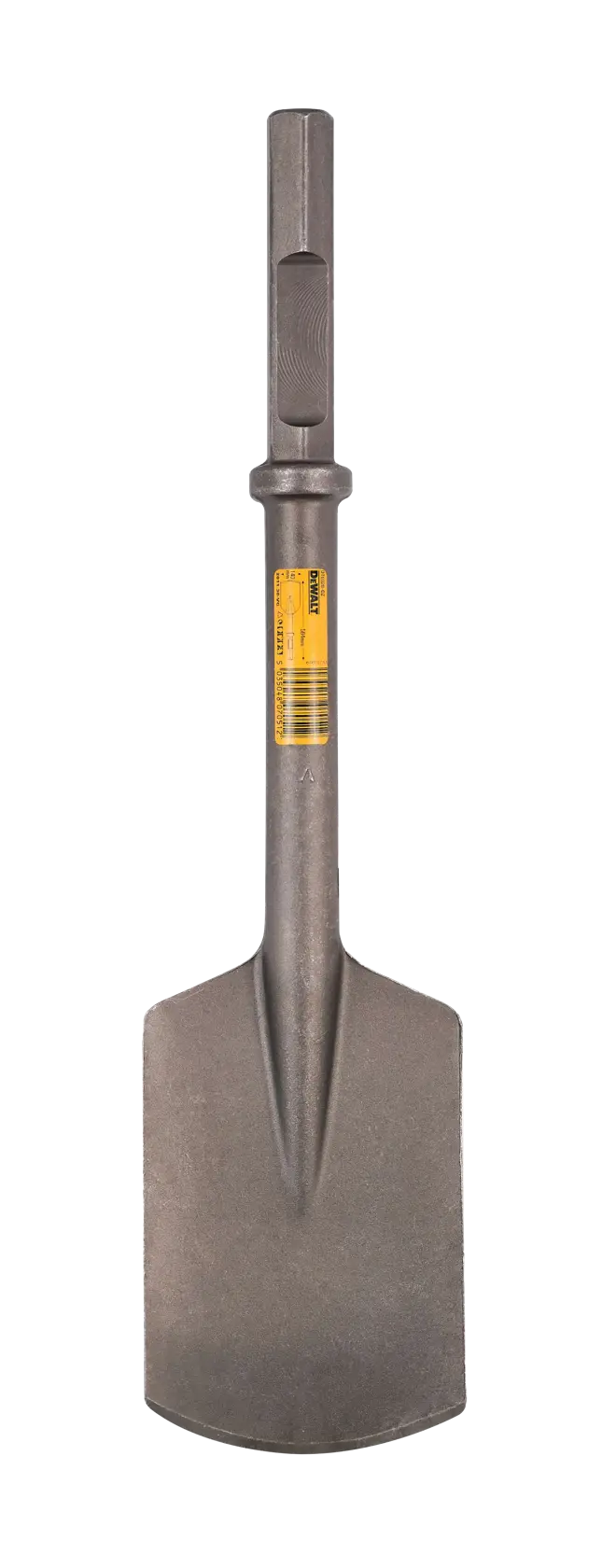 DEWALT DT6928 wide chisel bit with hexagonal shank for demolition hammers, shown upright against white background.