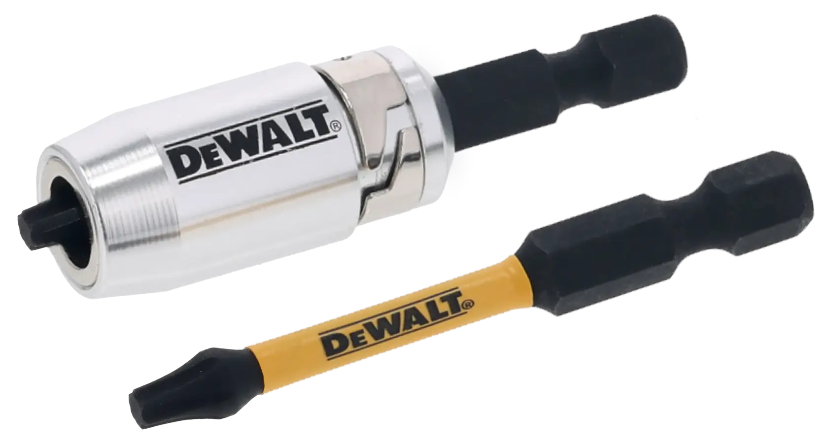 DEWALT DT70537T bit holder and screwdriver bit for power tools, shown on a white background.