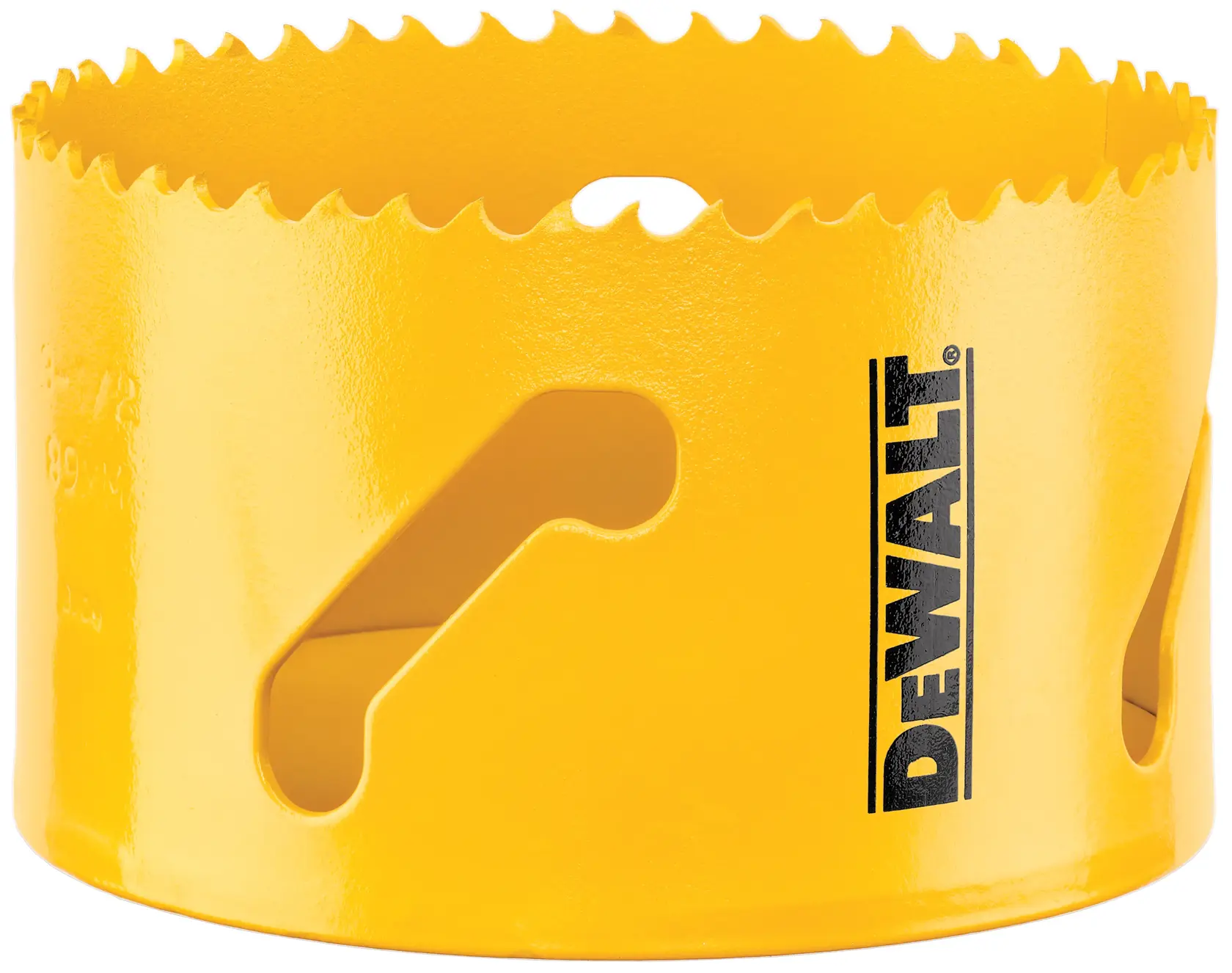 DEWALT hole saw for photography, yellow, SKUs DT8267, DT8267-QZ, circular with sharp teeth.