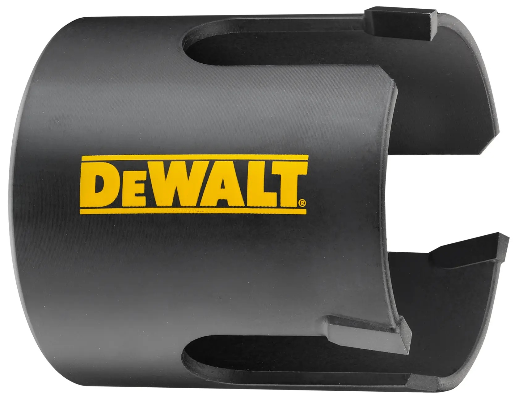 Sierra copa DEWALT negra, fotografía, SKUs DT90407-QZ, DT90407, forma cilíndrica.