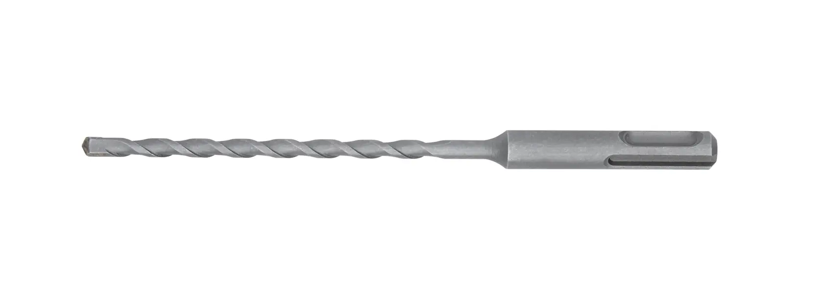 Broca para mampostería DEWALT DT9662 SDS Plus, diseño en espiral gris, usada para concreto y piedra.