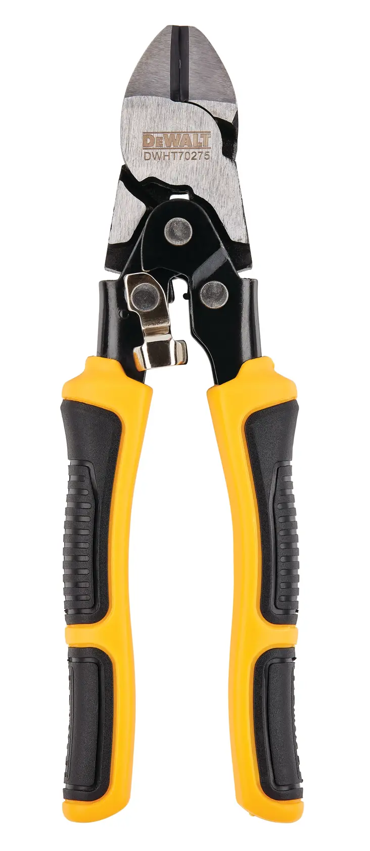 DEWALT DWHT0-70275 bolt cutter with yellow and black handles, shown against a white background.