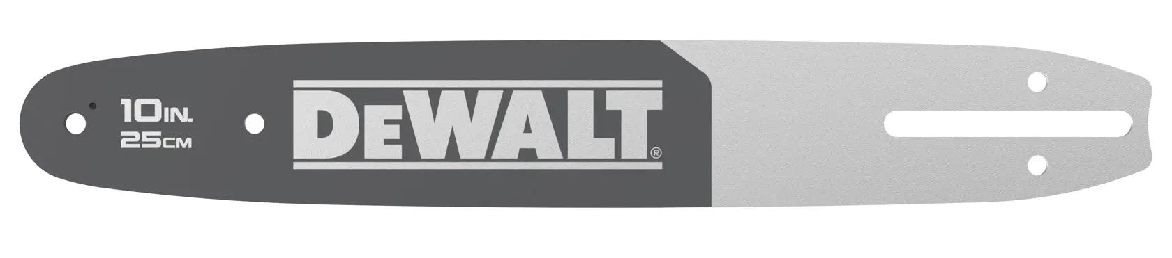 DEWALT chainsaw bar, 10in/25cm, SKUs DZO6225, DZO6225-QZ. Photography category.
